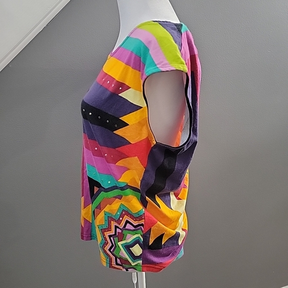 Desigual Unique Art To Wear Sleeveless Studded Tank Top Blouse Med Colorful - Picture 3 of 5